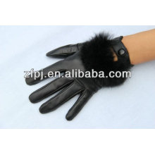 2016 new arrival fashion Ladies leather fur lined gloves